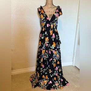 Lulus Floral Maxi Dress - Black with Multicolor Flowers